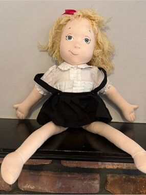 Eloise Plush Rag Doll in Blonde and Black Outfit - Soft Kids Toy